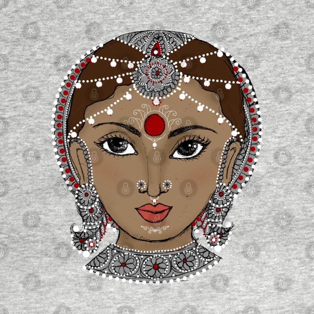 Sketch Face : Traditional Beautiful Indian Women Face by swarna artz